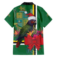Dominica Christmas Coquette Bow Family Matching Short Sleeve Bodycon Dress and Hawaiian Shirt Sisserou Parrot Tropical Flower - Wonder Print Shop