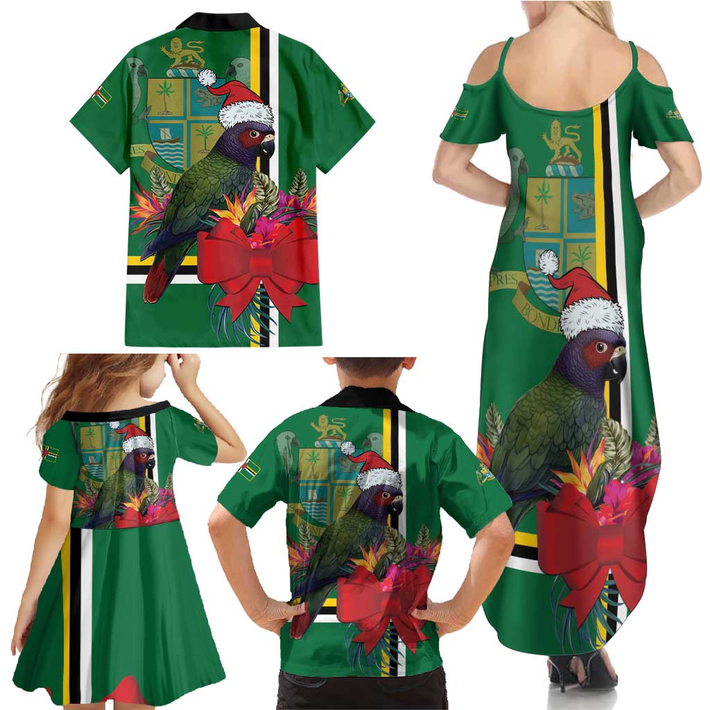 Dominica Christmas Coquette Bow Family Matching Summer Maxi Dress and Hawaiian Shirt Sisserou Parrot Tropical Flower - Wonder Print Shop