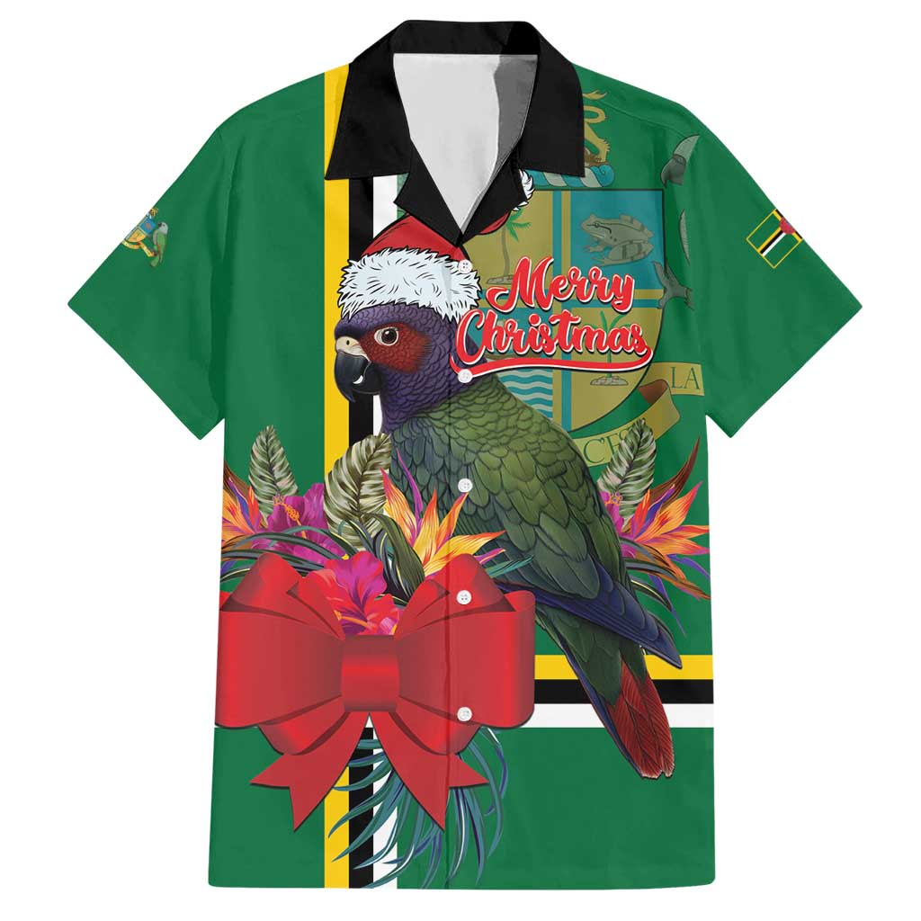 Dominica Christmas Coquette Bow Hawaiian Shirt Sisserou Parrot Tropical Flower - Wonder Print Shop