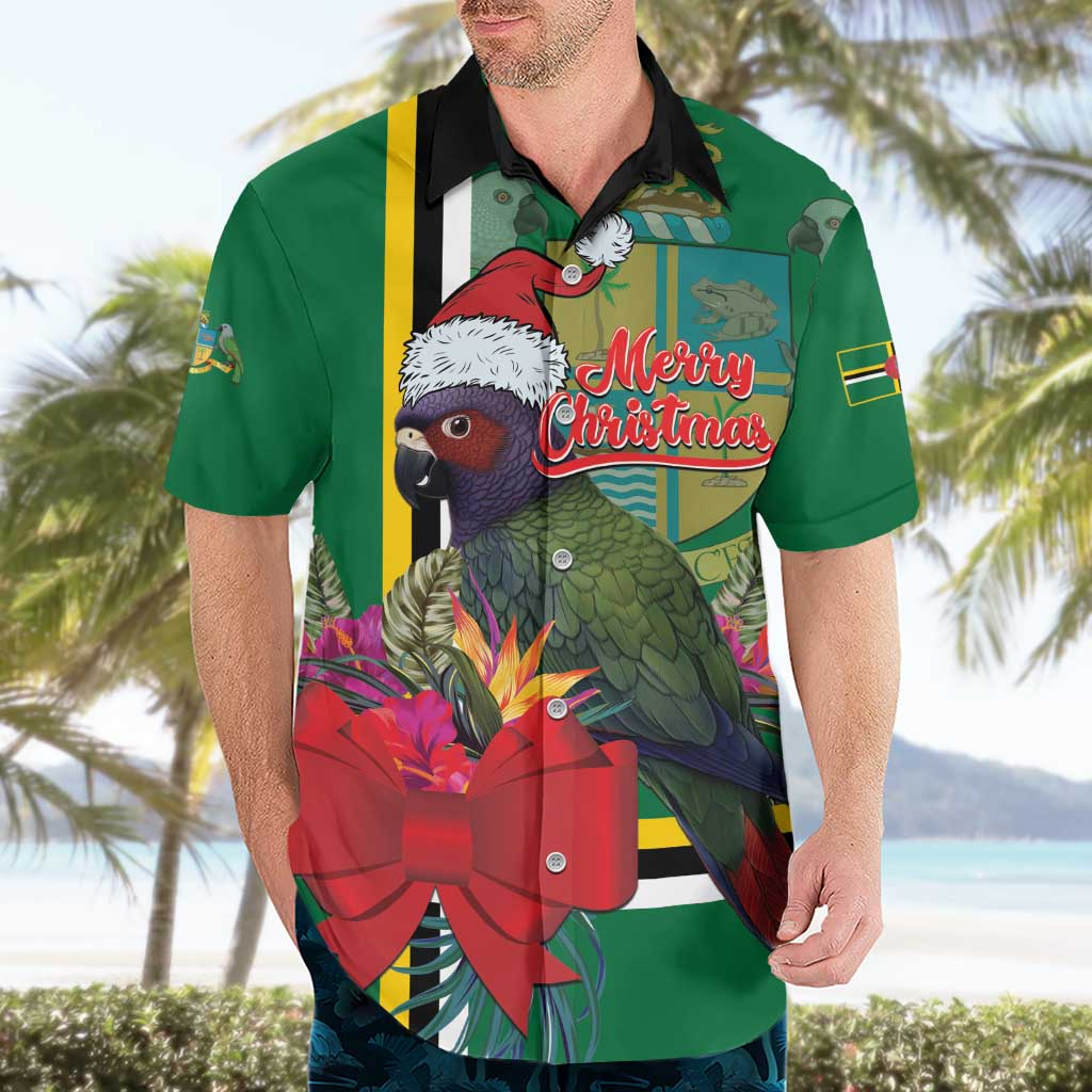 Dominica Christmas Coquette Bow Hawaiian Shirt Sisserou Parrot Tropical Flower - Wonder Print Shop