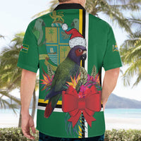 Dominica Christmas Coquette Bow Hawaiian Shirt Sisserou Parrot Tropical Flower - Wonder Print Shop