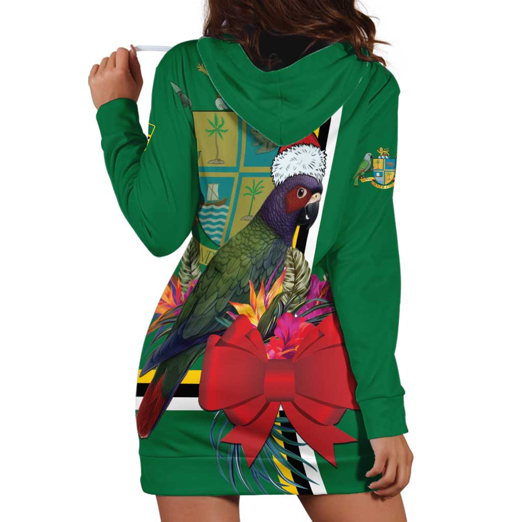 Dominica Christmas Coquette Bow Hoodie Dress Sisserou Parrot Tropical Flower - Wonder Print Shop
