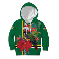 Dominica Christmas Coquette Bow Kid Hoodie Sisserou Parrot Tropical Flower - Wonder Print Shop
