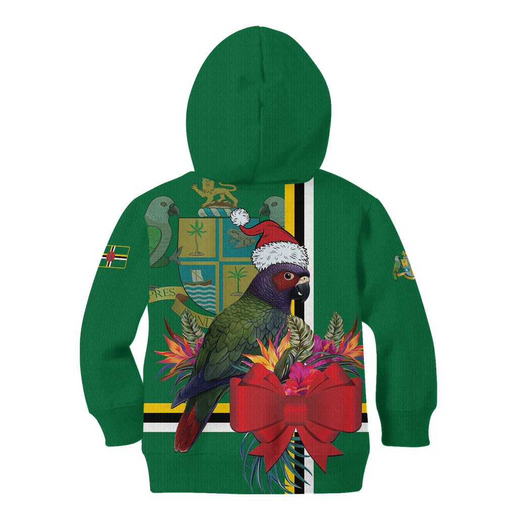 Dominica Christmas Coquette Bow Kid Hoodie Sisserou Parrot Tropical Flower - Wonder Print Shop