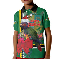 Dominica Christmas Coquette Bow Kid Polo Shirt Sisserou Parrot Tropical Flower - Wonder Print Shop