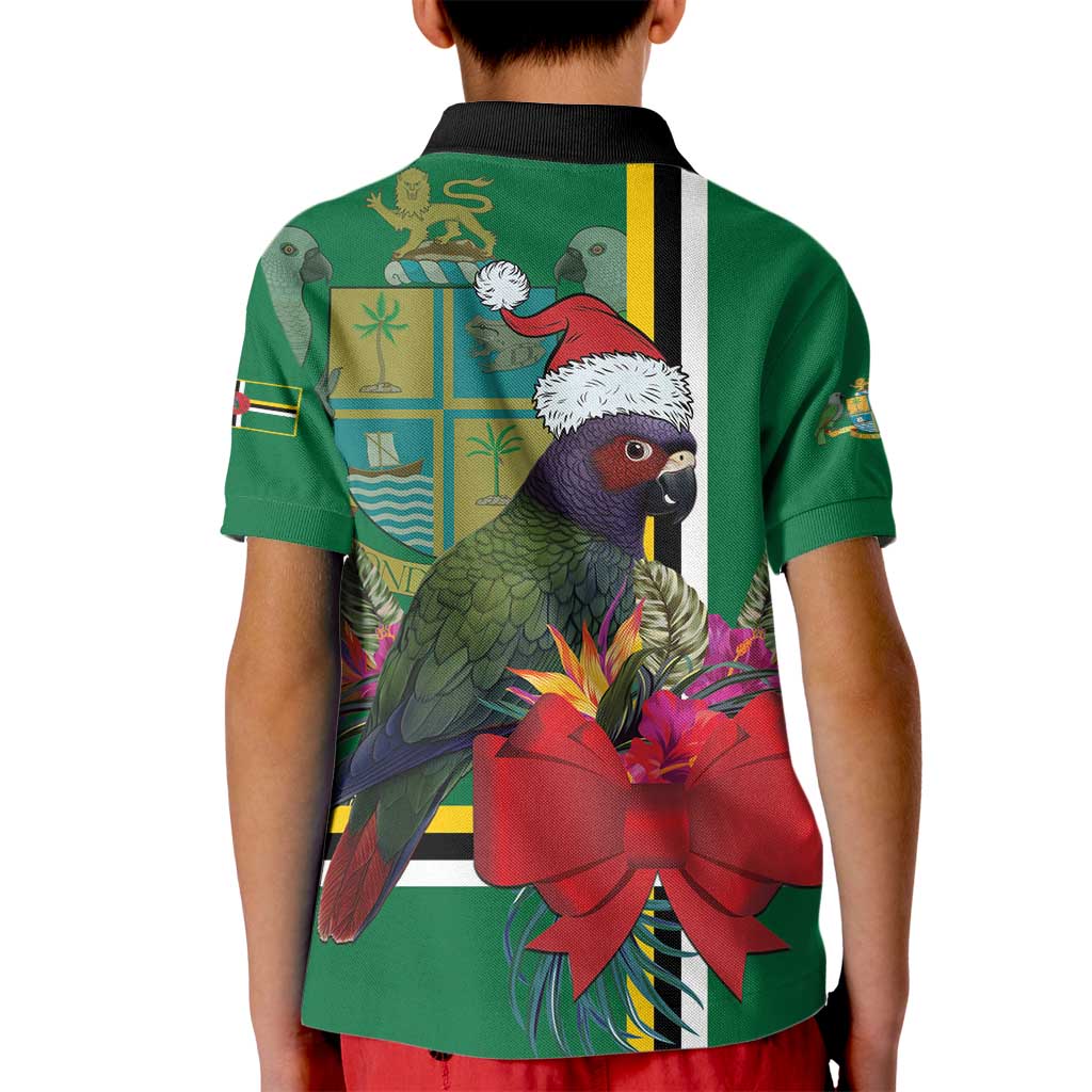 Dominica Christmas Coquette Bow Kid Polo Shirt Sisserou Parrot Tropical Flower - Wonder Print Shop