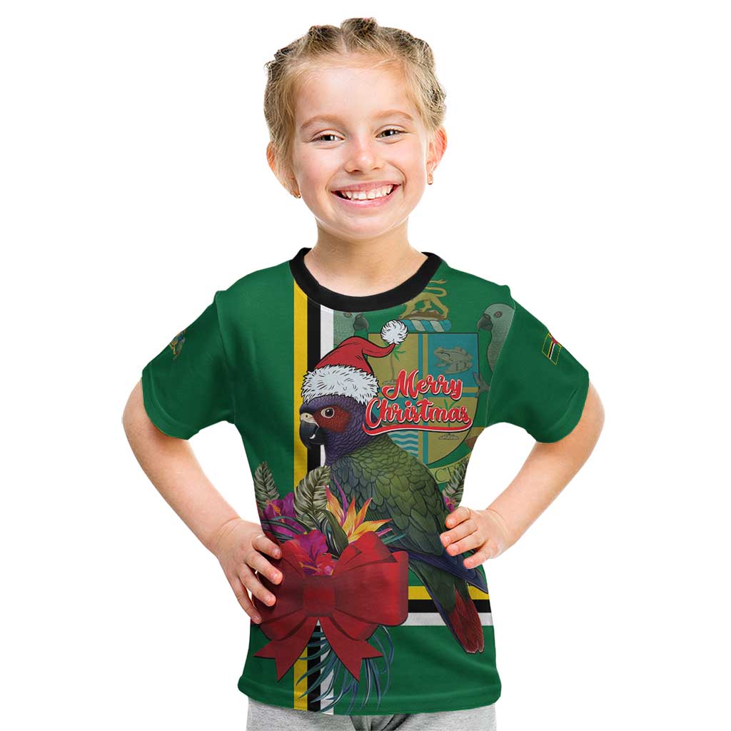 Dominica Christmas Coquette Bow Kid T Shirt Sisserou Parrot Tropical Flower - Wonder Print Shop
