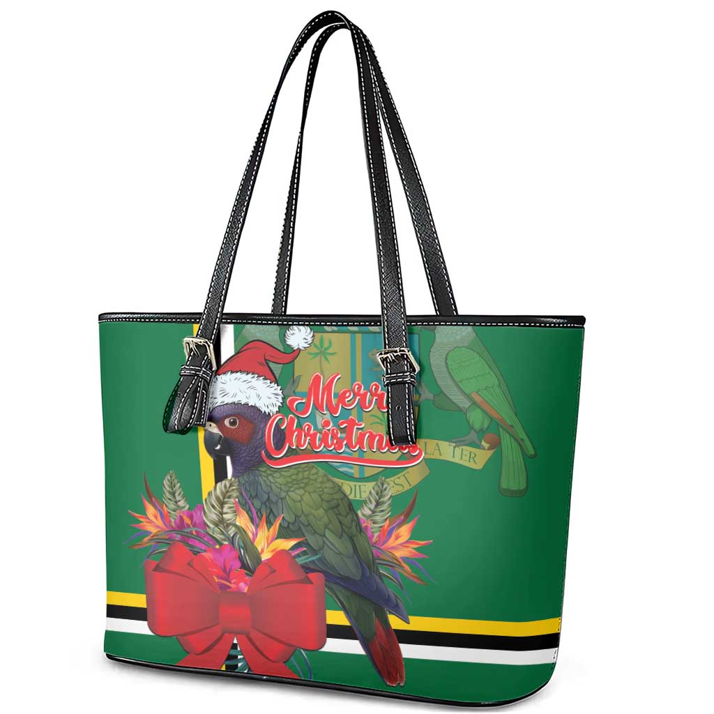 Dominica Christmas Coquette Bow Leather Tote Bag Sisserou Parrot Tropical Flower - Wonder Print Shop