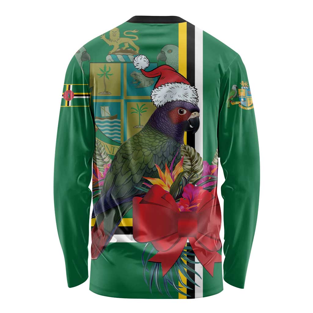Dominica Christmas Coquette Bow Long Sleeve Shirt Sisserou Parrot Tropical Flower - Wonder Print Shop