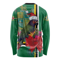 Dominica Christmas Coquette Bow Long Sleeve Shirt Sisserou Parrot Tropical Flower - Wonder Print Shop