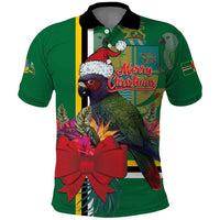 Dominica Christmas Coquette Bow Polo Shirt Sisserou Parrot Tropical Flower - Wonder Print Shop
