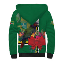 Dominica Christmas Coquette Bow Sherpa Hoodie Sisserou Parrot Tropical Flower - Wonder Print Shop