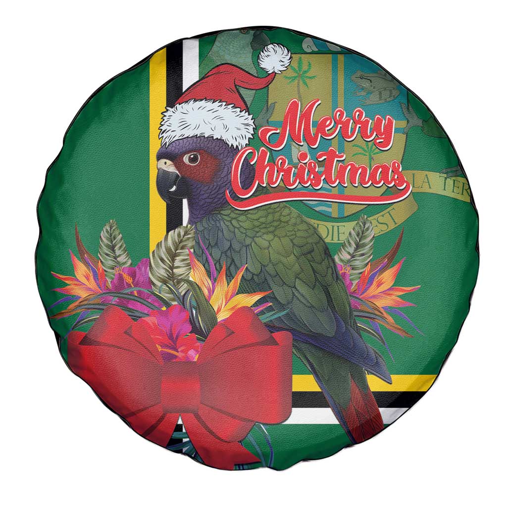 Dominica Christmas Coquette Bow Spare Tire Cover Sisserou Parrot Tropical Flower - Wonder Print Shop
