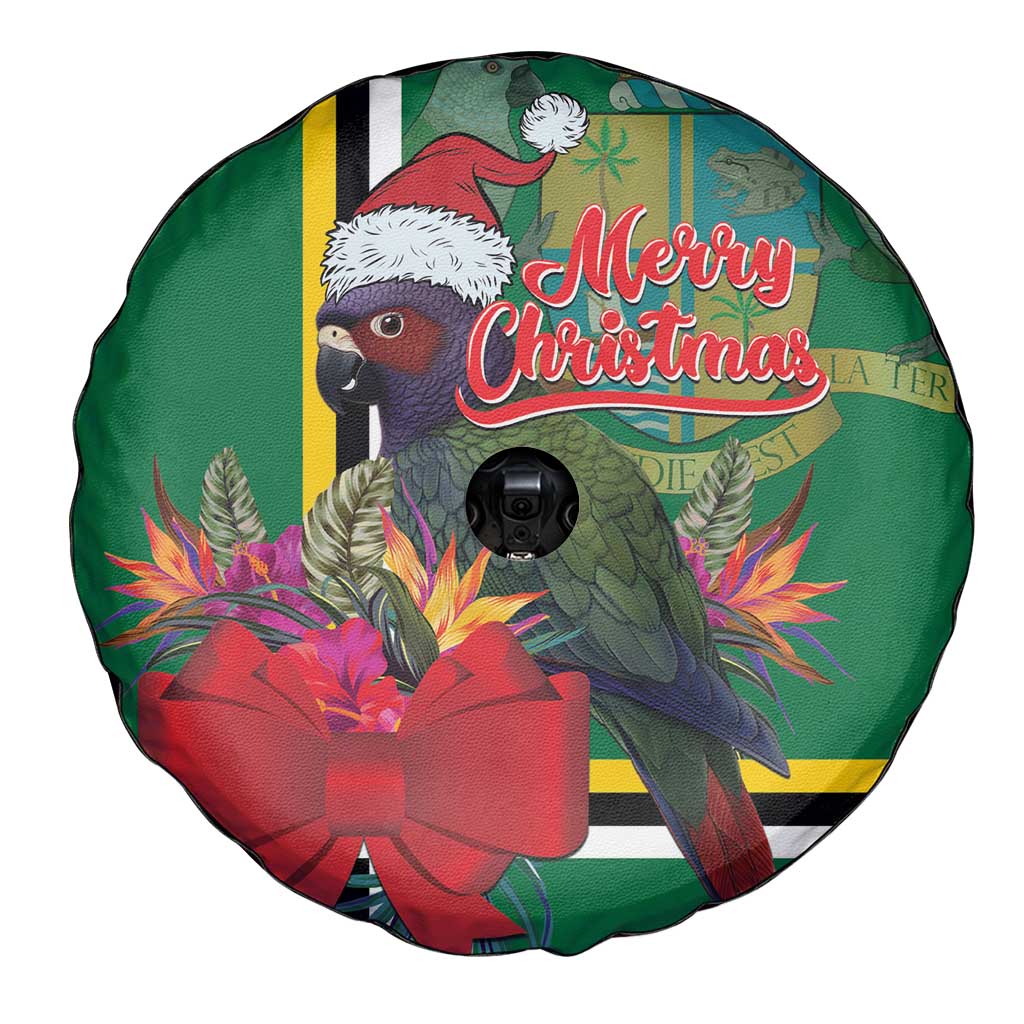 Dominica Christmas Coquette Bow Spare Tire Cover Sisserou Parrot Tropical Flower - Wonder Print Shop