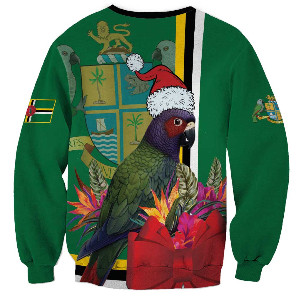 Dominica Christmas Coquette Bow Sweatshirt Sisserou Parrot Tropical Flower - Wonder Print Shop