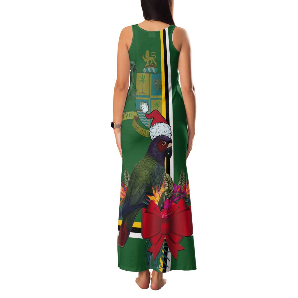 Dominica Christmas Coquette Bow Tank Maxi Dress Sisserou Parrot Tropical Flower - Wonder Print Shop