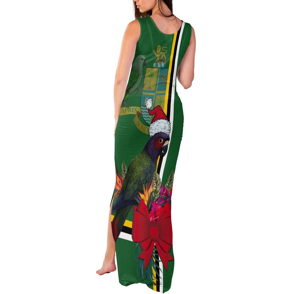 Dominica Christmas Coquette Bow Tank Maxi Dress Sisserou Parrot Tropical Flower - Wonder Print Shop