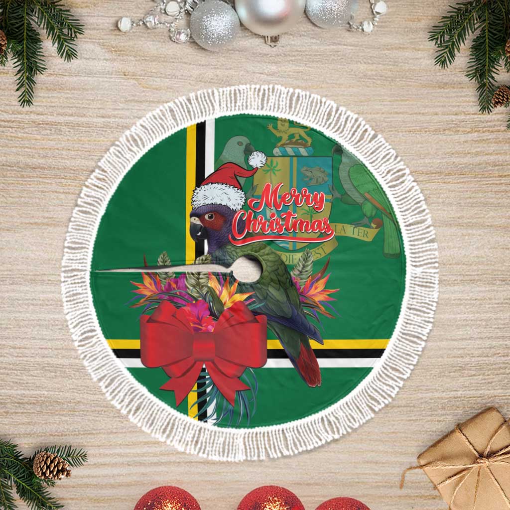 Dominica Christmas Coquette Bow Tree Skirt Sisserou Parrot Tropical Flower - Wonder Print Shop