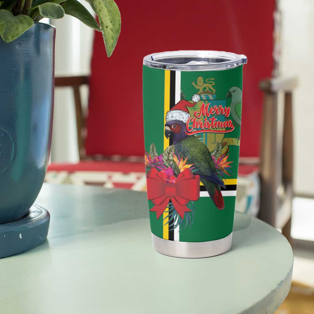 Dominica Christmas Coquette Bow Tumbler Cup Sisserou Parrot Tropical Flower - Wonder Print Shop
