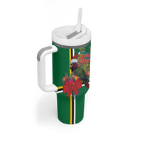 Dominica Christmas Coquette Bow Tumbler With Handle Sisserou Parrot Tropical Flower - Wonder Print Shop