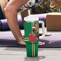 Dominica Christmas Coquette Bow Tumbler With Handle Sisserou Parrot Tropical Flower - Wonder Print Shop