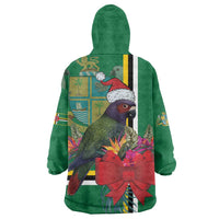 Dominica Christmas Coquette Bow Wearable Blanket Hoodie Sisserou Parrot Tropical Flower - Wonder Print Shop