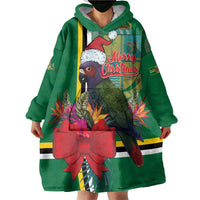 Dominica Christmas Coquette Bow Wearable Blanket Hoodie Sisserou Parrot Tropical Flower - Wonder Print Shop