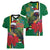 Dominica Christmas Coquette Bow Women V-Neck T-Shirt Sisserou Parrot Tropical Flower - Wonder Print Shop