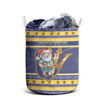 Barbados Christmas Laundry Basket Bajan Map Santa Trident - Wonder Print Shop