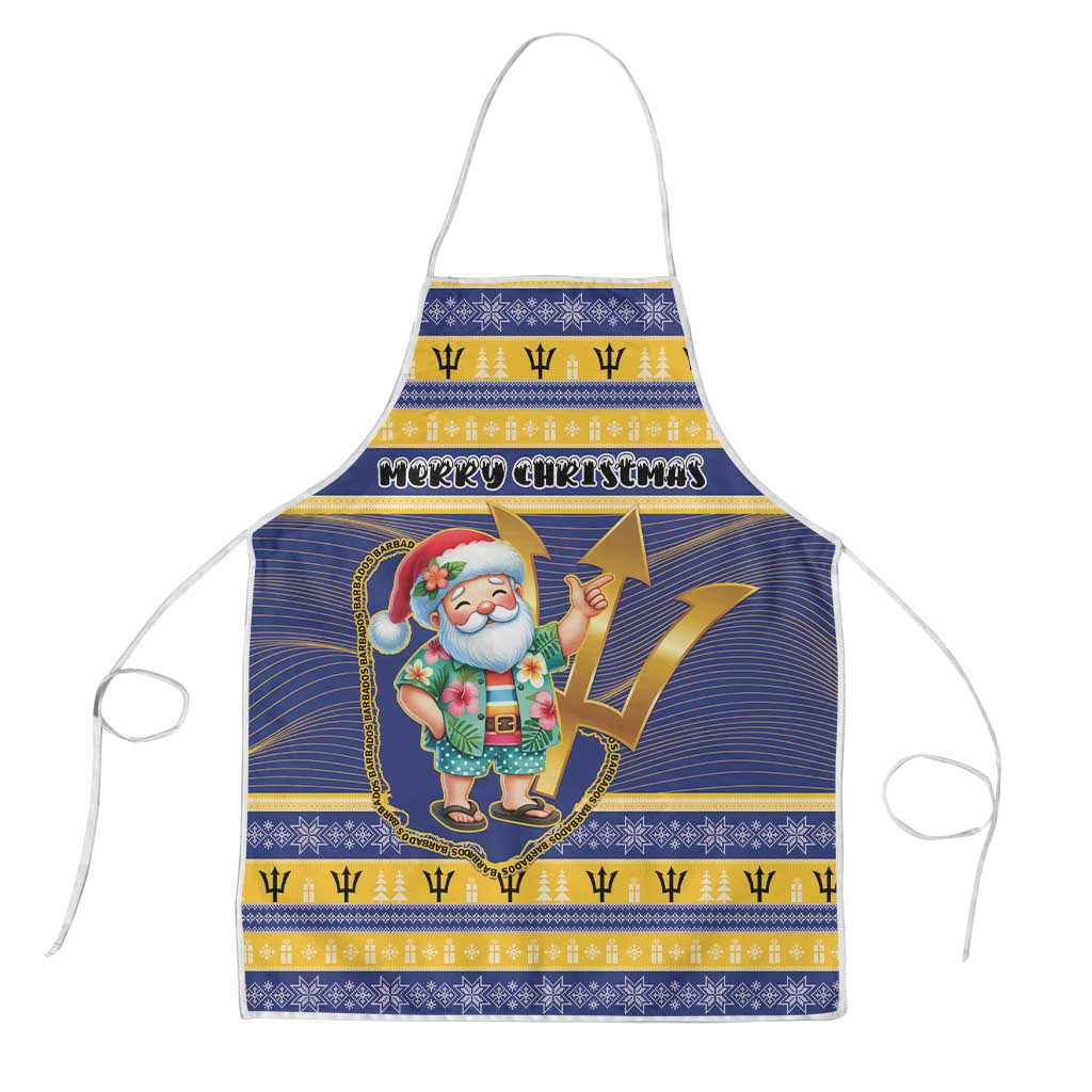 Barbados Christmas Apron Bajan Map Santa Trident - Wonder Print Shop