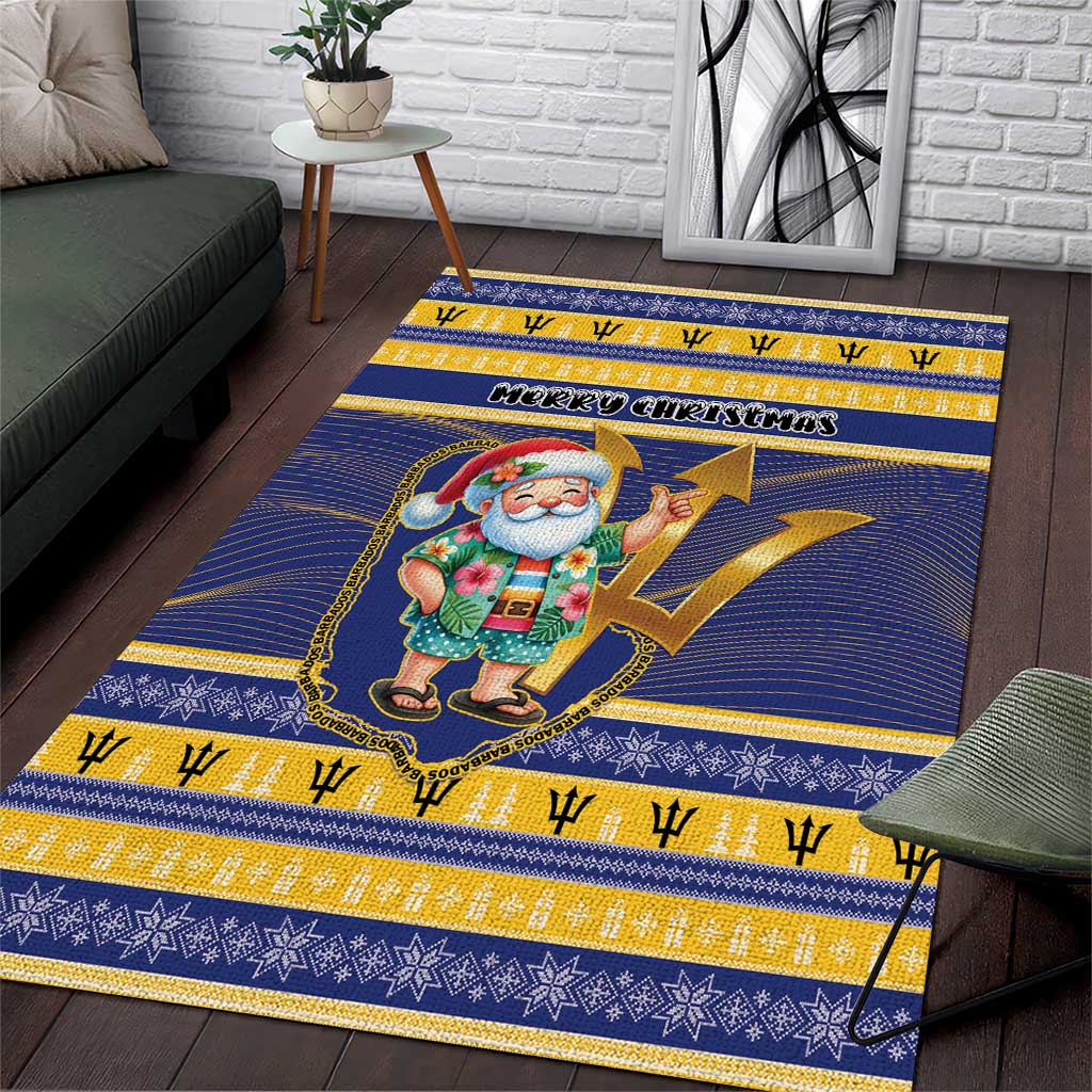 Barbados Christmas Area Rug Bajan Map Santa Trident - Wonder Print Shop