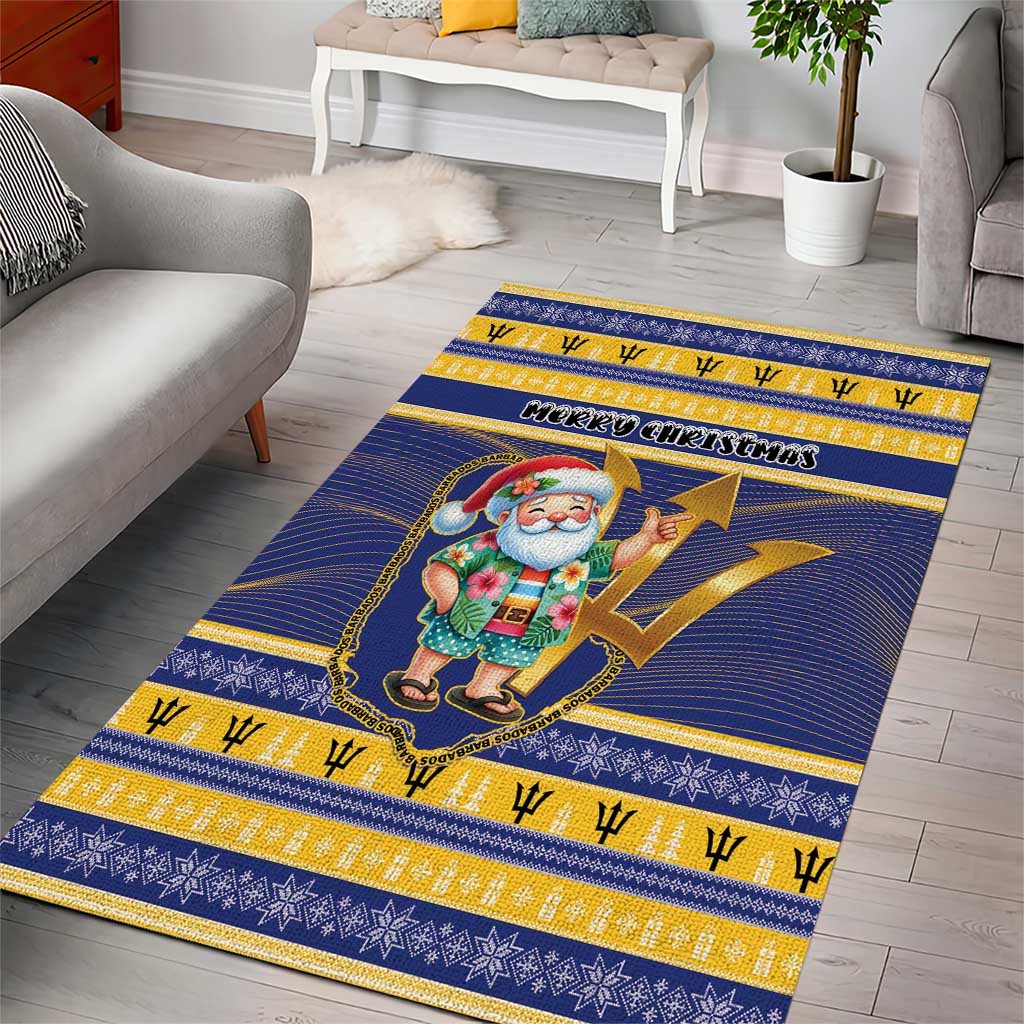 Barbados Christmas Area Rug Bajan Map Santa Trident - Wonder Print Shop