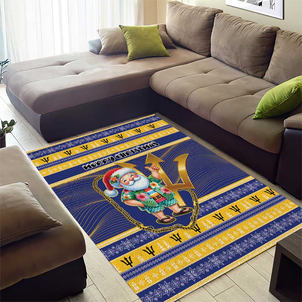 Barbados Christmas Area Rug Bajan Map Santa Trident - Wonder Print Shop