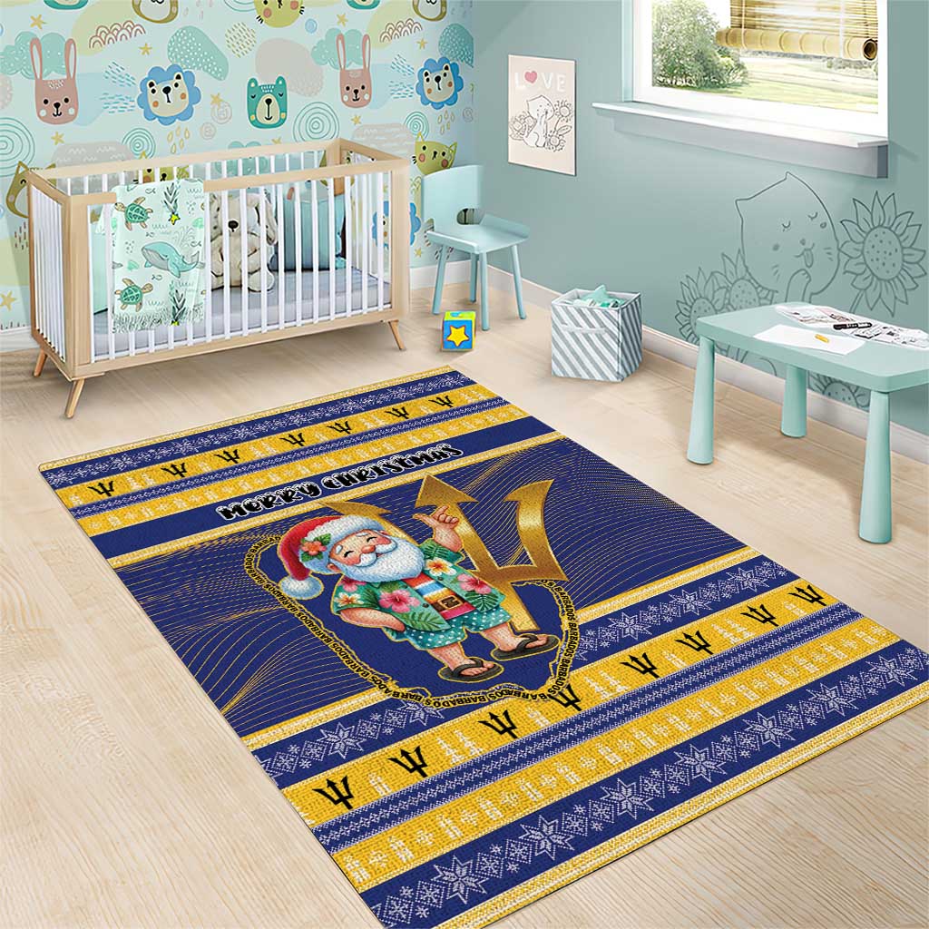 Barbados Christmas Area Rug Bajan Map Santa Trident - Wonder Print Shop