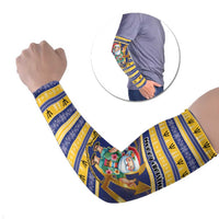 Personalized Barbados Christmas Arm Sleeves Bajan Map Santa Trident - Wonder Print Shop