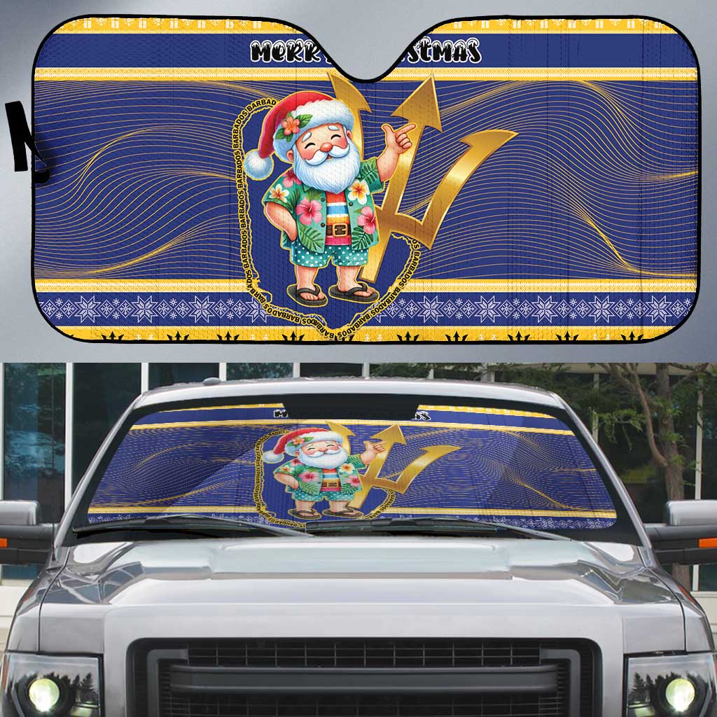 Barbados Christmas Auto Sun Shade Bajan Map Santa Trident - Wonder Print Shop