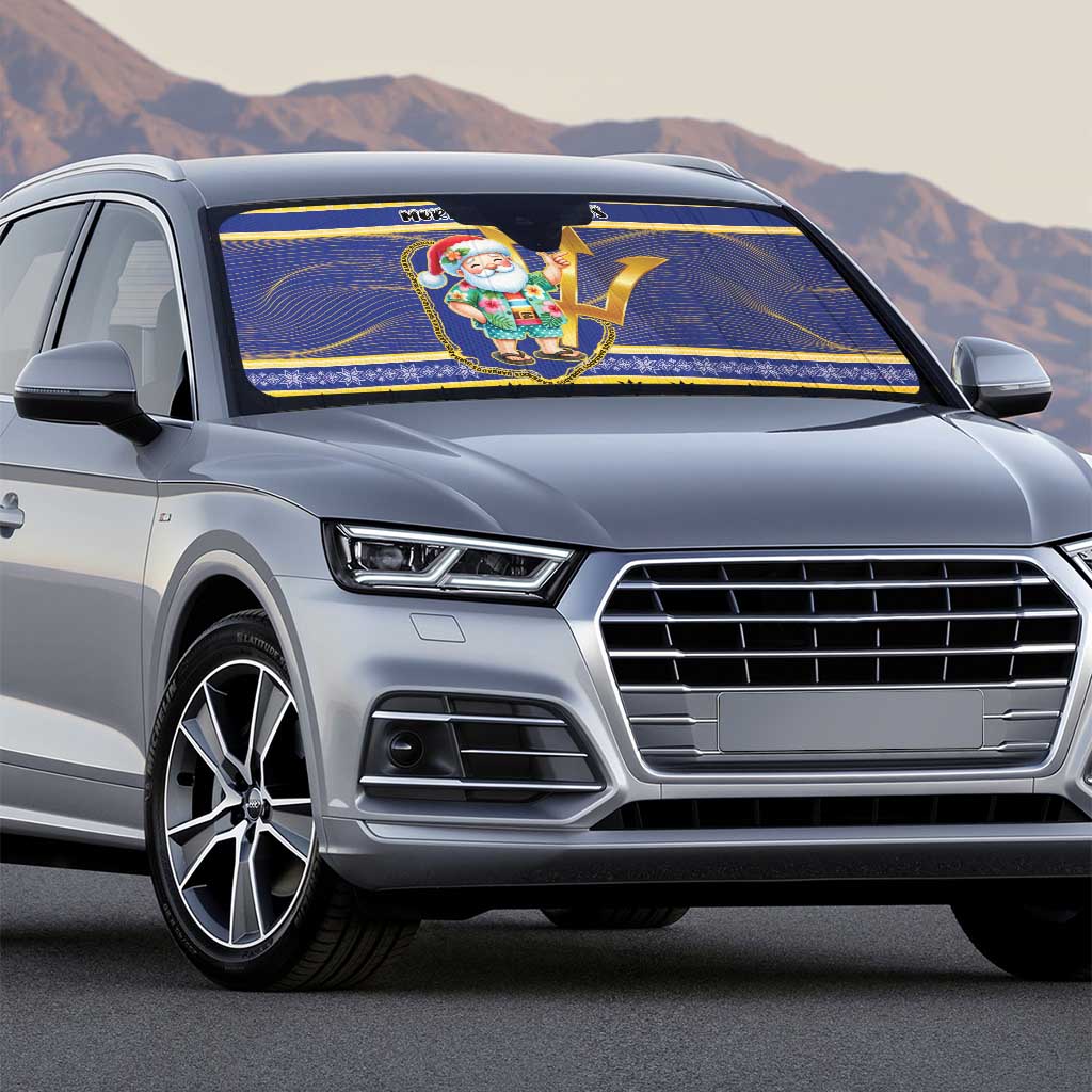 Barbados Christmas Auto Sun Shade Bajan Map Santa Trident - Wonder Print Shop