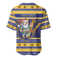 Personalized Barbados Christmas Baseball Jersey Bajan Map Santa Trident - Wonder Print Shop