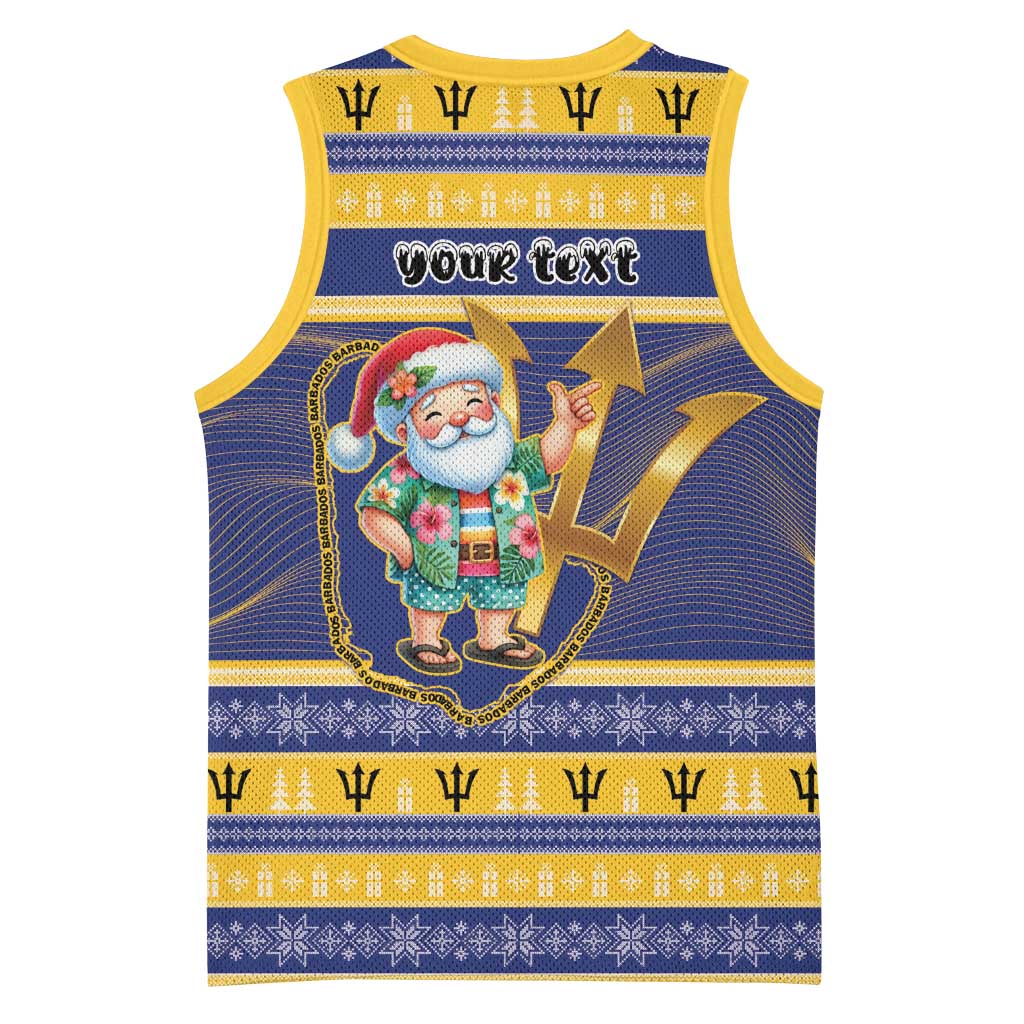 Personalized Barbados Christmas Basketball Jersey Bajan Map Santa Trident - Wonder Print Shop