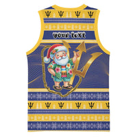 Personalized Barbados Christmas Basketball Jersey Bajan Map Santa Trident - Wonder Print Shop