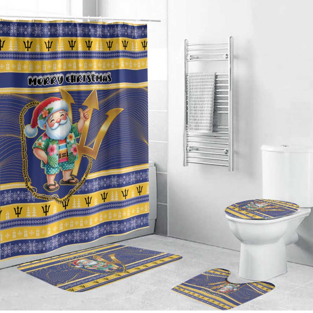 Barbados Christmas Bathroom Set Bajan Map Santa Trident - Wonder Print Shop