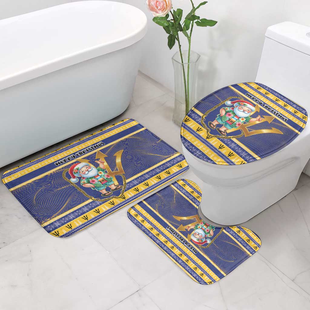 Barbados Christmas Bathroom Set Bajan Map Santa Trident - Wonder Print Shop