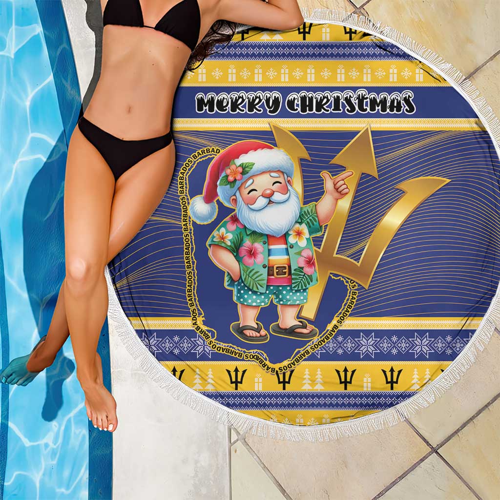 Barbados Christmas Beach Blanket Bajan Map Santa Trident - Wonder Print Shop