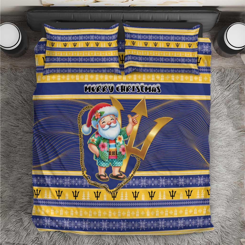 Barbados Christmas Bedding Set Bajan Map Santa Trident - Wonder Print Shop