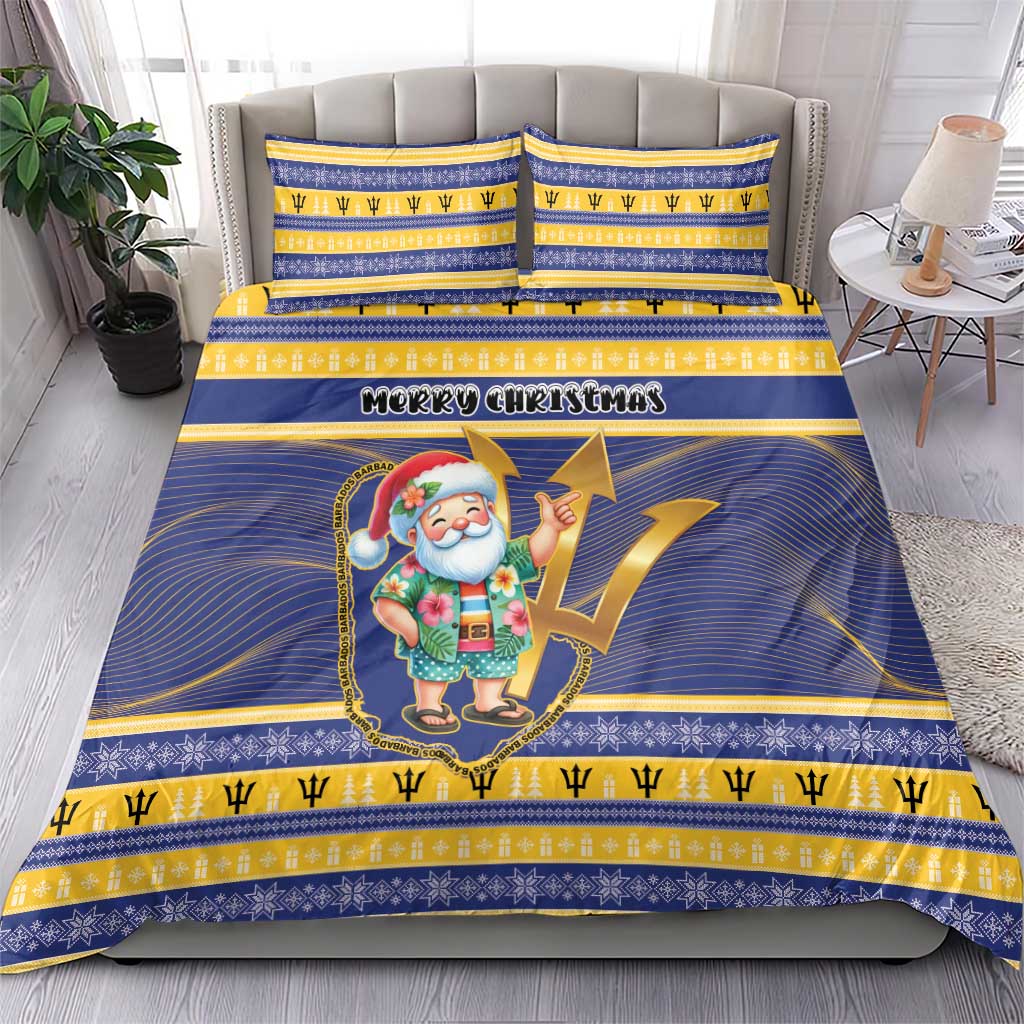 Barbados Christmas Bedding Set Bajan Map Santa Trident - Wonder Print Shop
