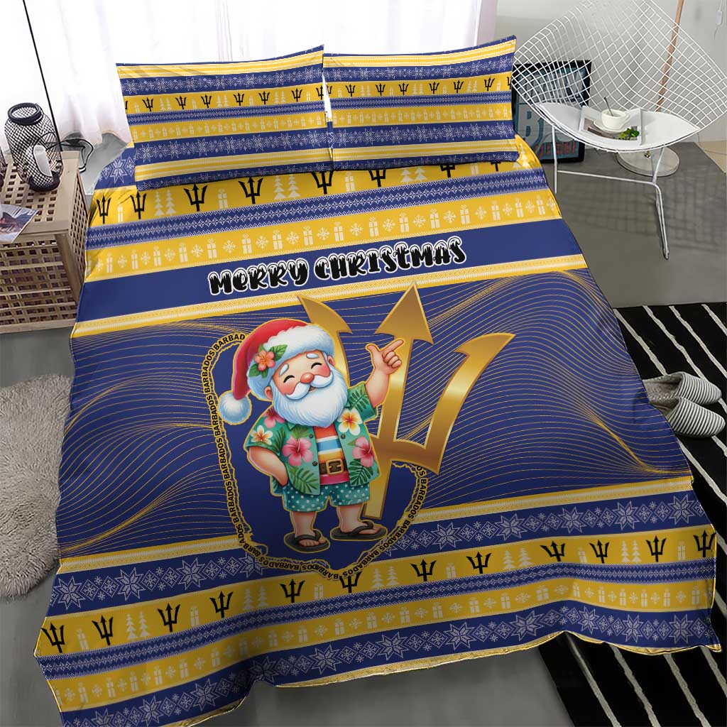 Barbados Christmas Bedding Set Bajan Map Santa Trident - Wonder Print Shop