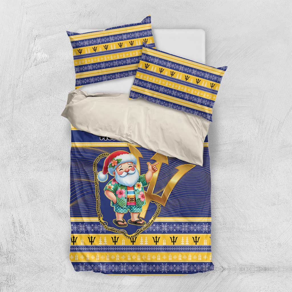 Barbados Christmas Bedding Set Bajan Map Santa Trident - Wonder Print Shop