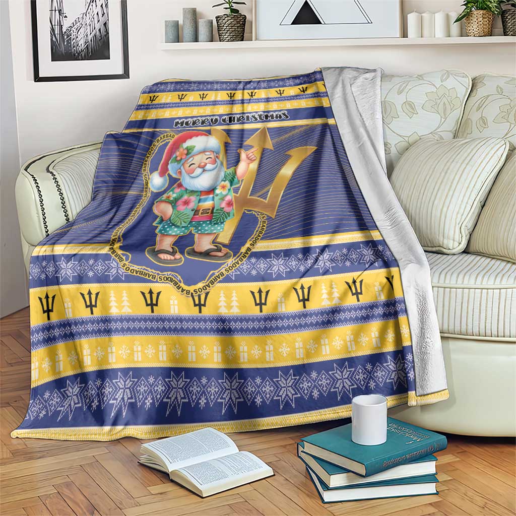 Barbados Christmas Blanket Bajan Map Santa Trident - Wonder Print Shop