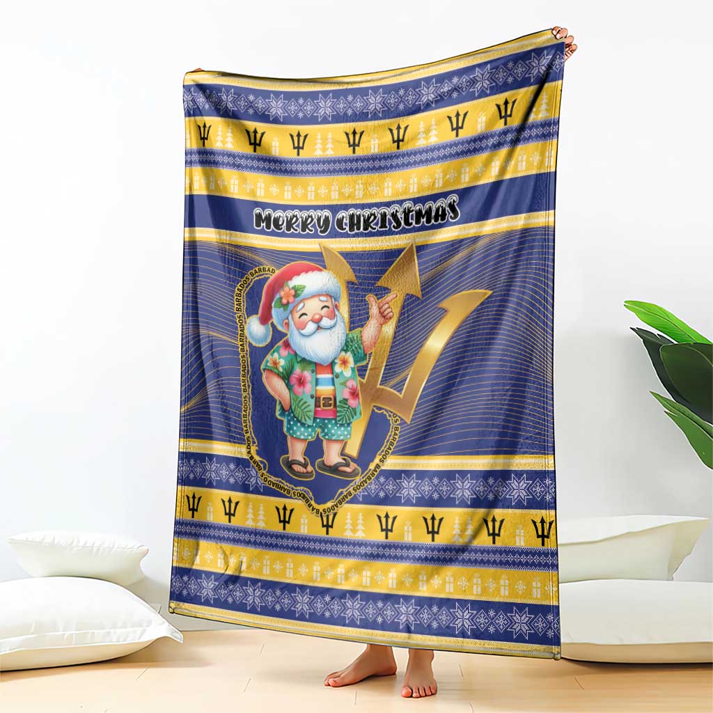 Barbados Christmas Blanket Bajan Map Santa Trident - Wonder Print Shop