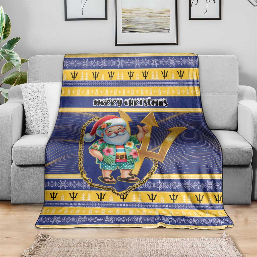 Barbados Christmas Blanket Bajan Map Santa Trident - Wonder Print Shop